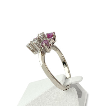 Second-hand gold 750 white diamond ruby ring