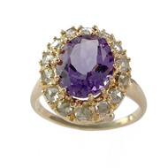 Bague d'occasion or 750 jaune améthyste et diamants