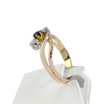Bague d'occasion or 750 2 tons saphir diamants - vue 2