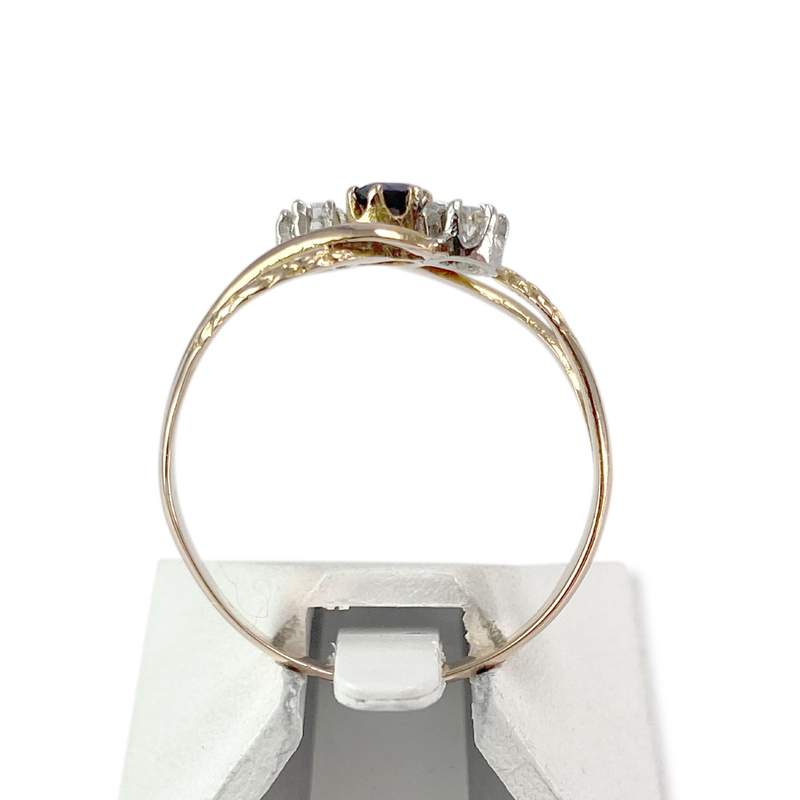 Bague d'occasion or 750 2 tons saphir diamants - vue 3