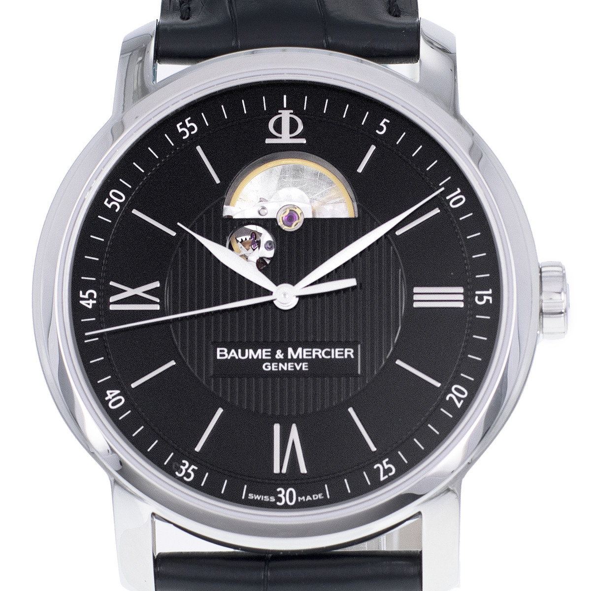 Montre d'occasion BAUME & MERCIER classima femme automatique bracelet cuir noir - vue D1