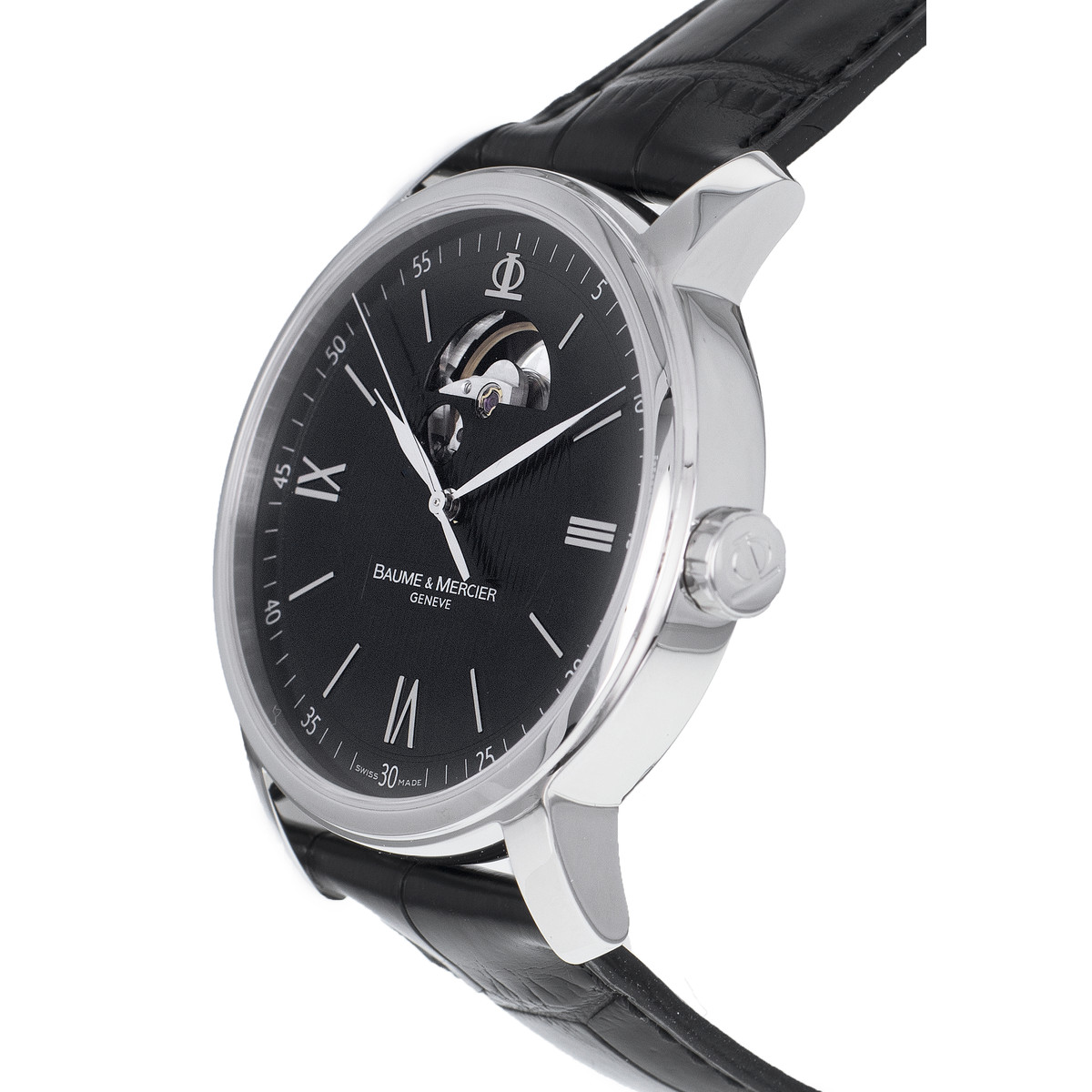 Montre d'occasion BAUME & MERCIER classima femme automatique bracelet cuir noir - vue D2