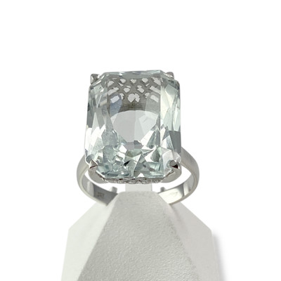 Bague d'occasion or 750 blanc aigue marine