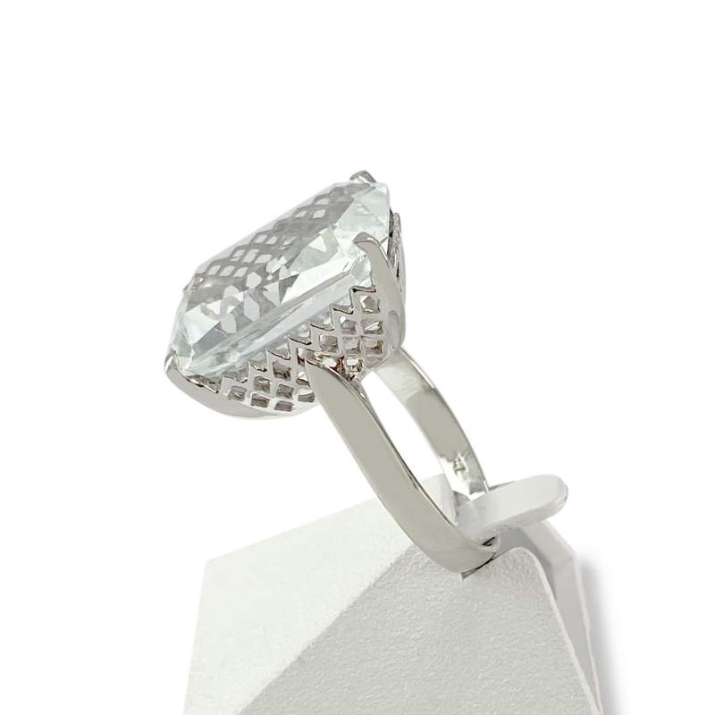 Bague d'occasion or 750 blanc aigue marine - vue 2