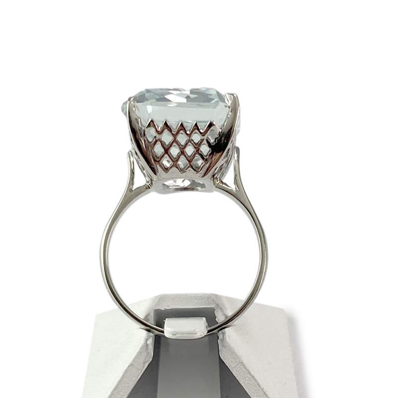 Bague d'occasion or 750 blanc aigue marine - vue 3