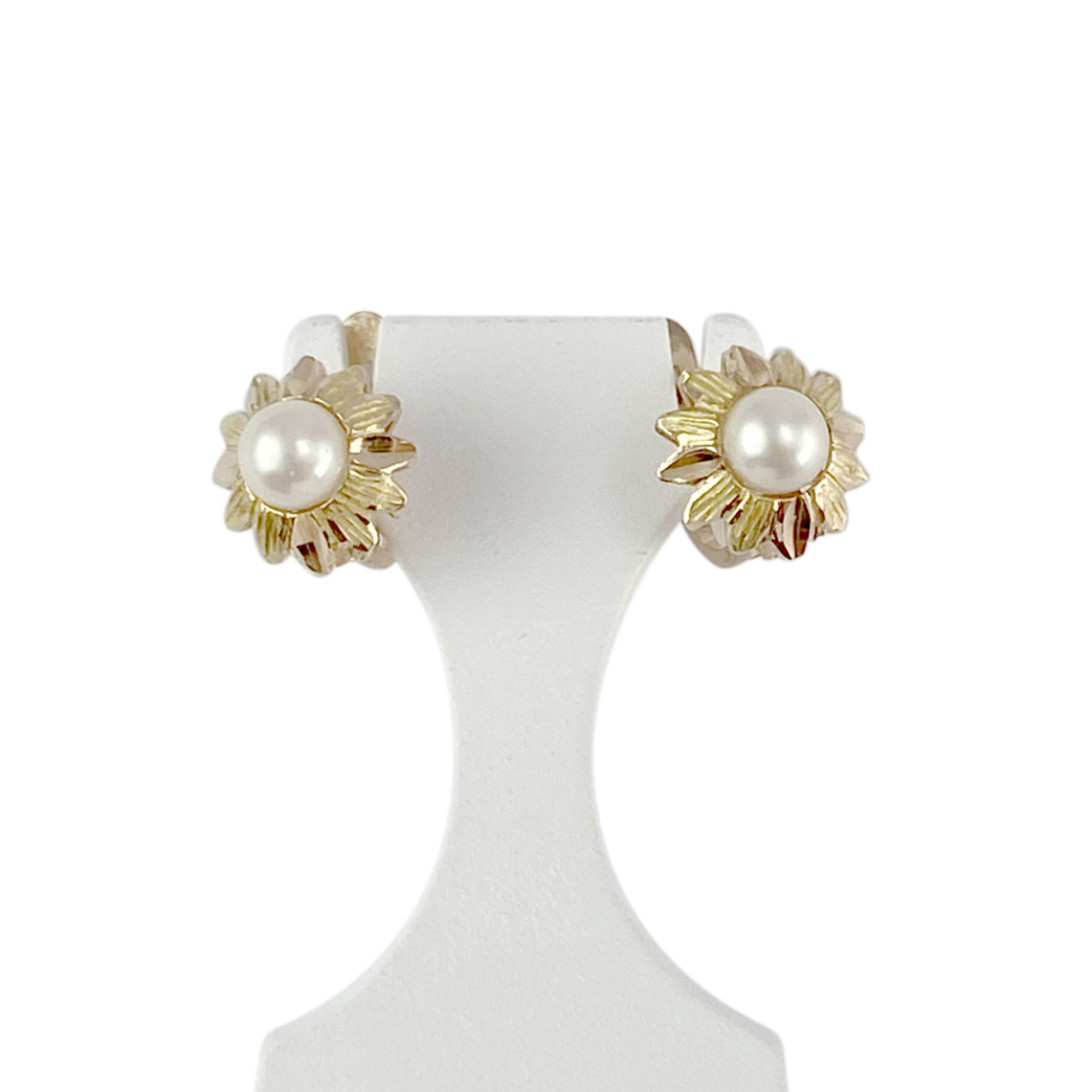 Boucles d'oreilles d'occasion or 750 jaune perles de culture