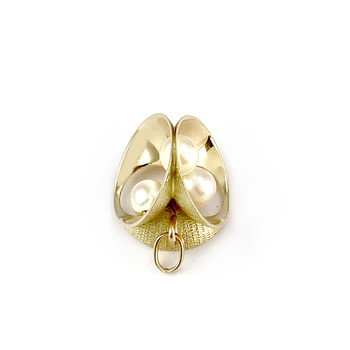 Second-hand pendant 750 yellow gold cultured pearls
