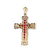 Pendentif croix d'occasion or 750 jaune rubis synthétiques - vue V1