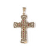 Pendentif croix d'occasion or 750 jaune rubis synthétiques - vue V2