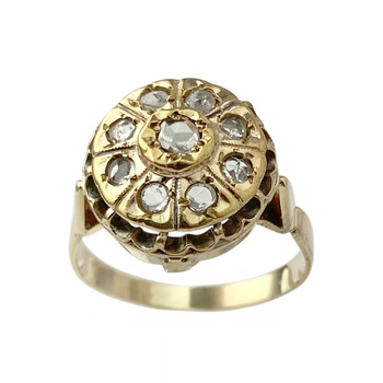 Tweedehands 585 geelgouden diamanten ring