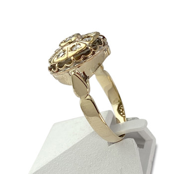 Tweedehands 585 geelgouden diamanten ring