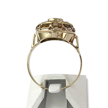 Tweedehands 585 geelgouden diamanten ring