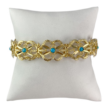 Bracelet d'occasion or 750 jaune turquoises 19 cm
