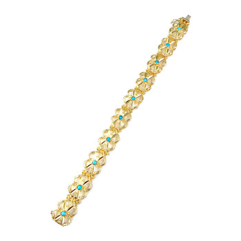 Bracelet d'occasion or 750 jaune turquoises 19 cm