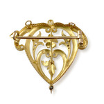 Broche d'occasion or 750 2 tons diamants et perles fines - vue 2