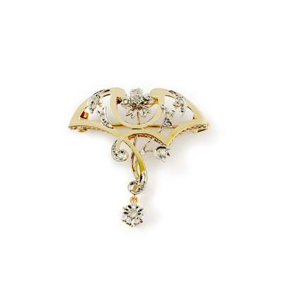 Broche MATY En Forme De Rose - Plaqué Or - État Comme Neuf - Occasion