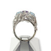 Bague d'occasion or 750 blanc diamants topazes améthyste - vue V3