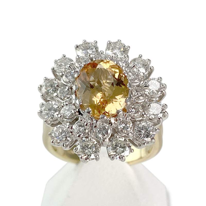 Bague d'occasion or 750 blanc diamants topaze - vue 1