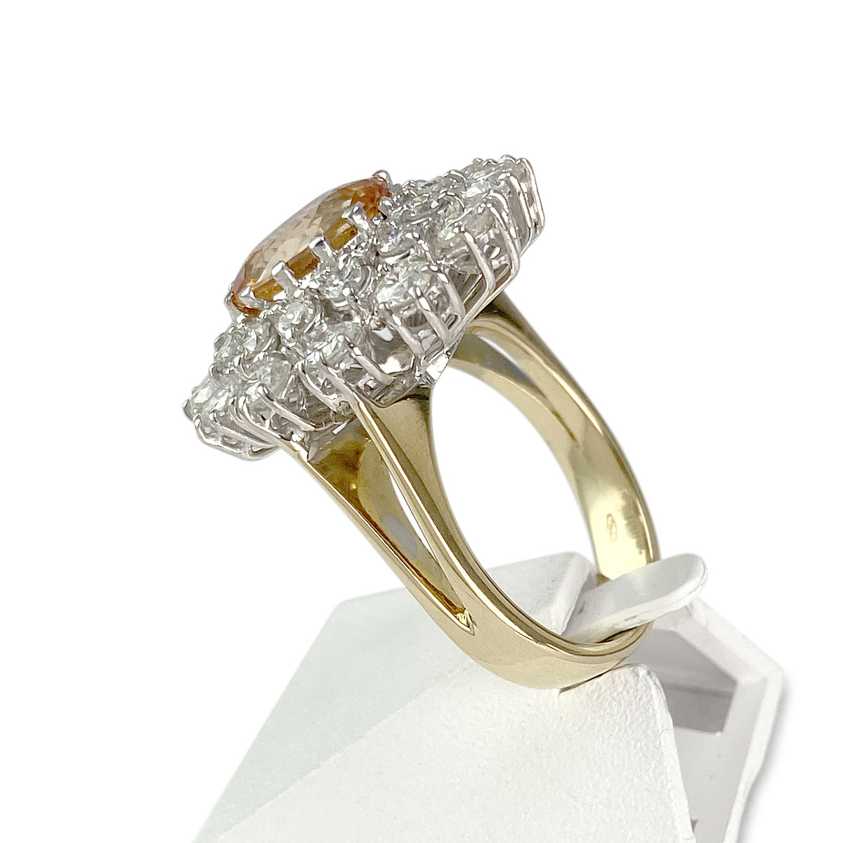 Bague d'occasion or 750 blanc diamants topaze - vue 2