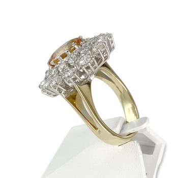 Bague d'occasion or 750 blanc diamants topaze