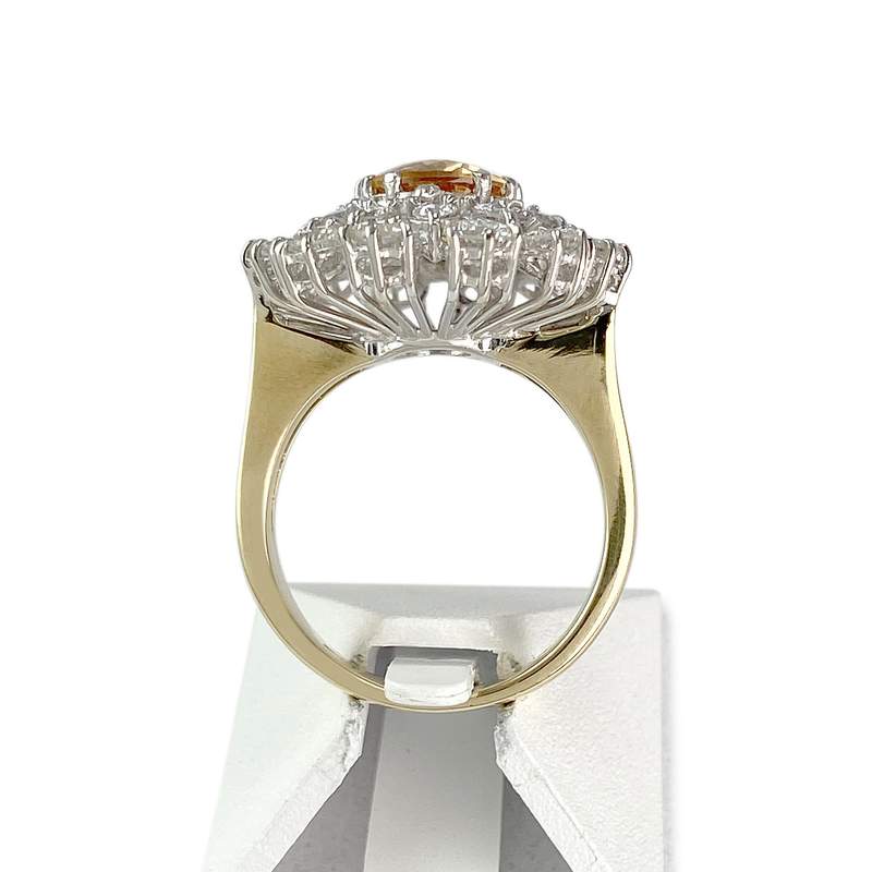 Bague d'occasion or 750 blanc diamants topaze - vue 3