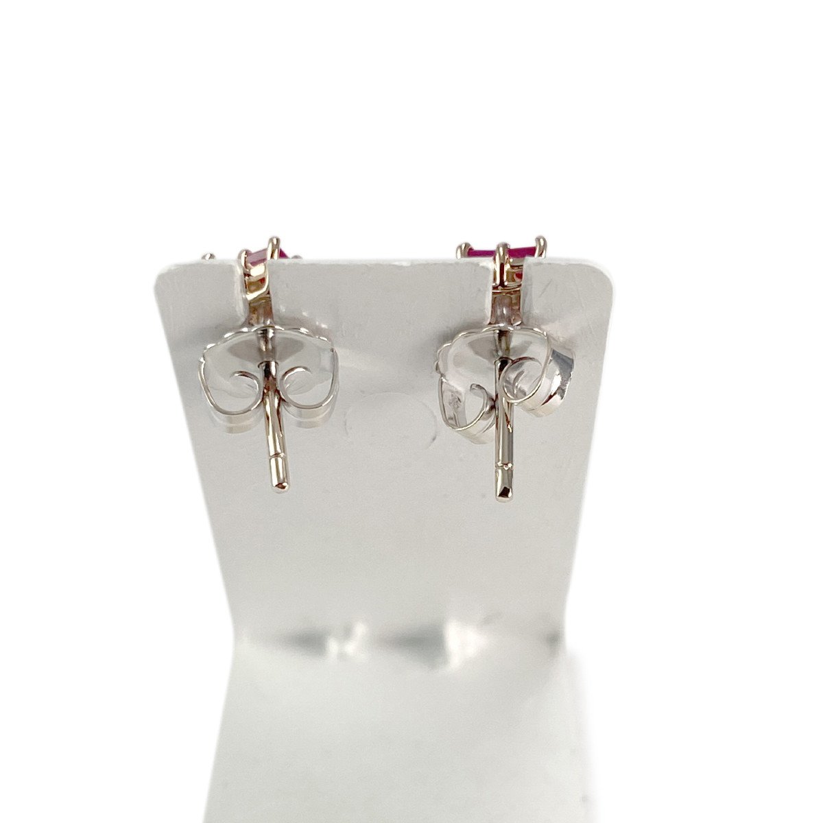 Boucles d'oreilles d'occasion or 750 2 tons rubis diamants - vue 3