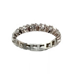 Pre-owned 750 white gold ring with full band and white stones - view 1