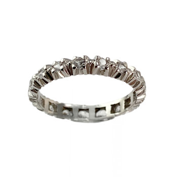 Bague d'occasion or 750 blanc tour complet pierres blanches