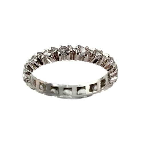 Bague d'occasion or 750 blanc tour complet pierres blanches