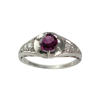 Second-hand platinum 950 diamonds and garnet ring