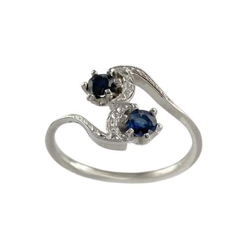 Bague d'occasion or 750 blanc saphirs