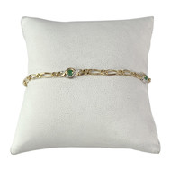 Bracelet d'occasion or 750 jaune et rhodié émeraudes 19 cm