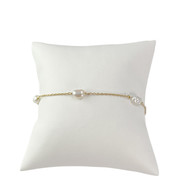 Bracelet d'occasion or 750 jaune maille forçat perles Keshi blanches 20 cm
