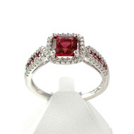 Bague d'occasion argent 925 rubis imitation et zirconias