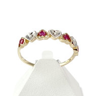 Bague d'occasion or 750 2 tons coeurs rubis et diamants