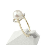 Bague d'occasion or 750 2 tons perle de culture du Japon et diamants - vue 2