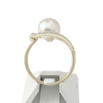 Bague d'occasion or 750 2 tons perle de culture du Japon et diamants - vue 3