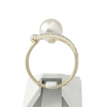 Bague d'occasion or 750 2 tons perle de culture du Japon et diamants