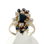Bague d'occasion or 750 jaune saphirs zirconias - vue 1