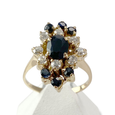 Bague d'occasion or 750 jaune saphirs zirconias - vue 1