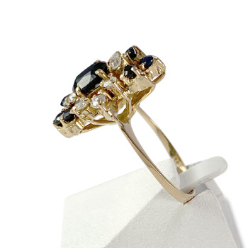 Second-hand gold ring 750 yellow sapphires zirconias