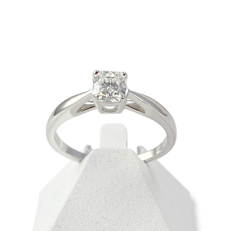 Solitaire d'occasion or 750 blanc diamant - vue 1