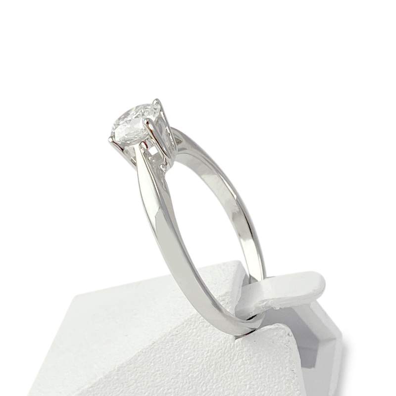 Solitaire d'occasion or 750 blanc diamant - vue 2