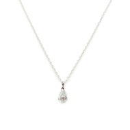 Collier d'occasion or 750 blanc maille forçat pendentif diamant 44 cm