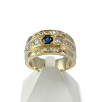 Bague d'occasion or 750 jaune diamants saphir - vue 1