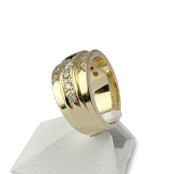 Second-hand gold 750 yellow diamond sapphire ring