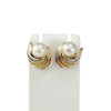 Boucles d'oreilles d'occasion or 750 jaune et rhodié diamants perles de culture - vue V1
