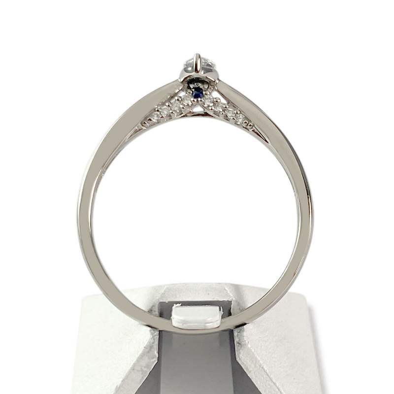 Bague d'occasion or 750 blanc diamants et saphirs - vue 3