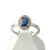 Bague d'occasion or 375 blanc saphir ovale et diamants - vue V1