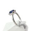 Bague d'occasion or 375 blanc saphir ovale et diamants - vue V2